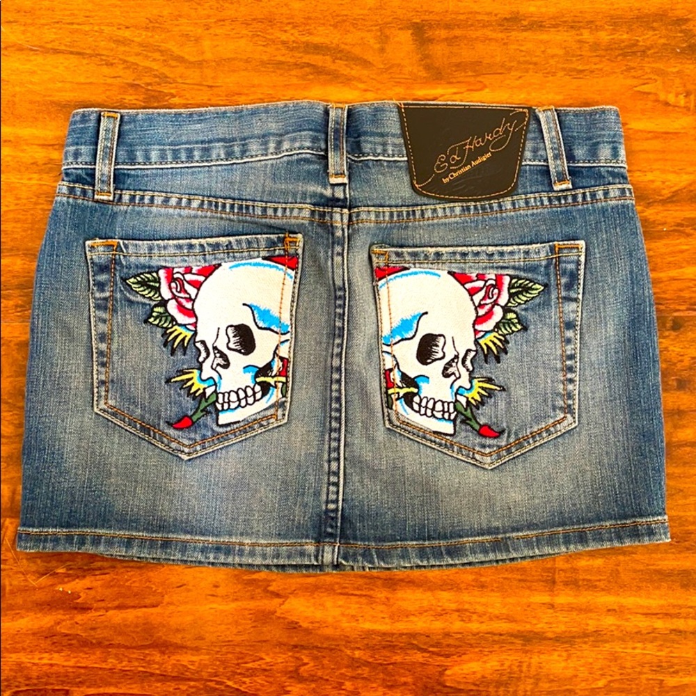 Vintage Ed Hardy Jean skirt!
